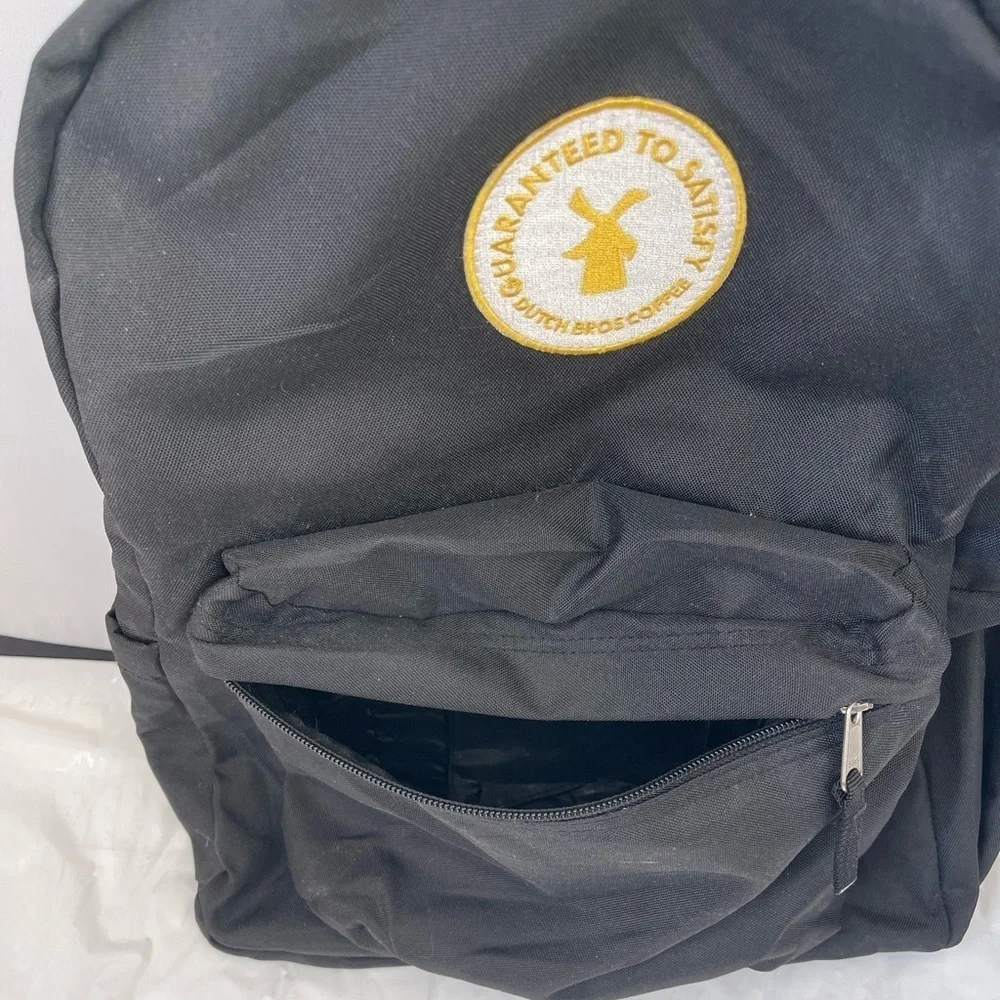 Dutch Bros Black Backpack w Yellow Windmill Logo Patch